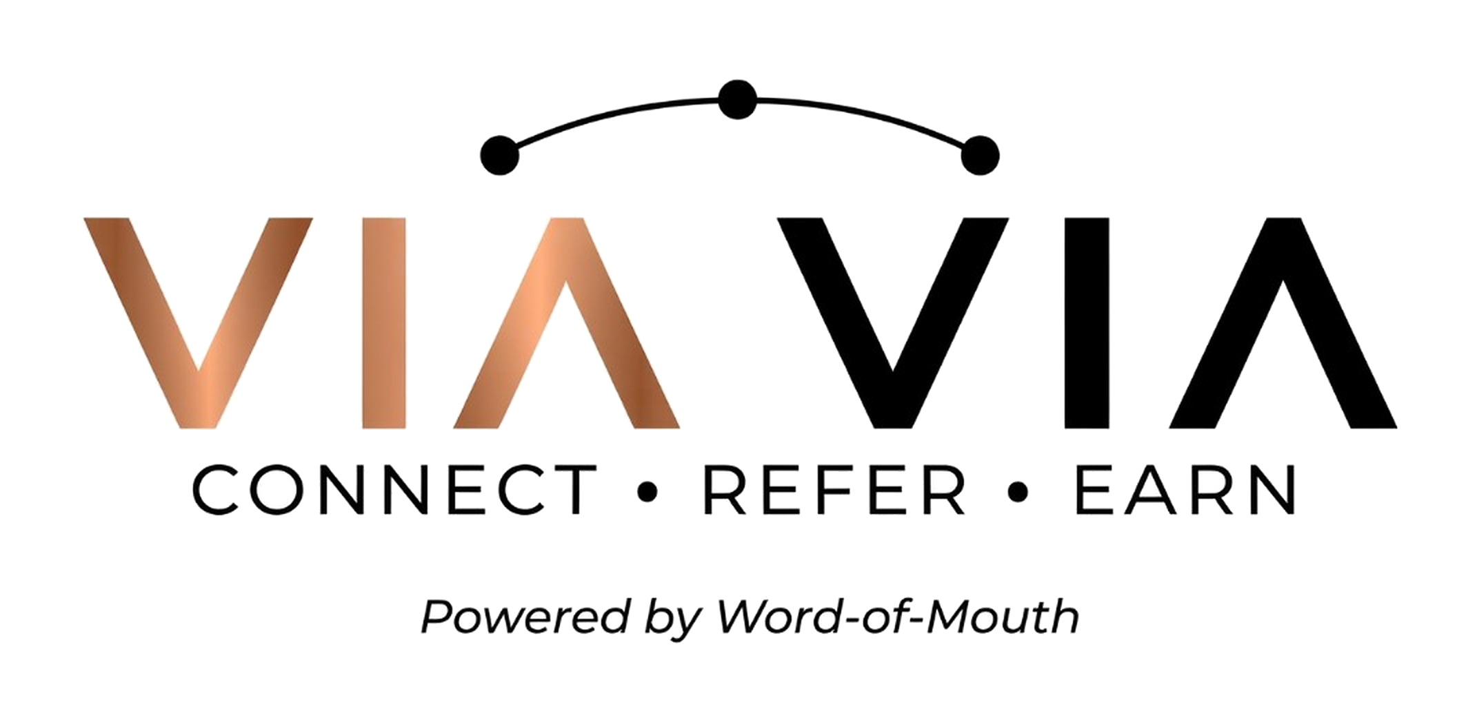 VIA VIA. Connect · Refer · Earn. Powered by Word-of-Mouth